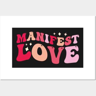 Manifest LOVE (pink groovy wave) Posters and Art